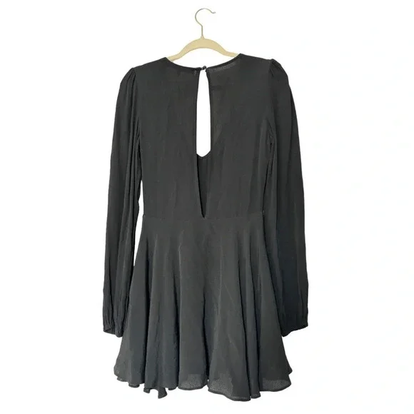 Revolve Lovers + Friends Shimmy Black Long Sleeve Skater Mini Dress Size S
